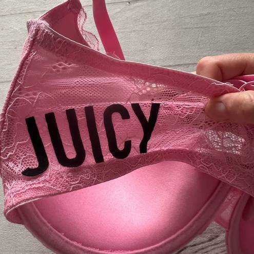 Juicy Couture  Padded Pink Lace Adjustable Straps Women’s Cup Size 38DD Barbie