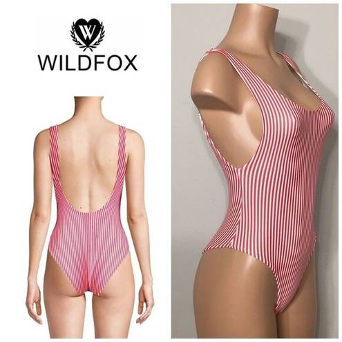 Wildfox New.  red stripe swimsuit. Small. Retail $178