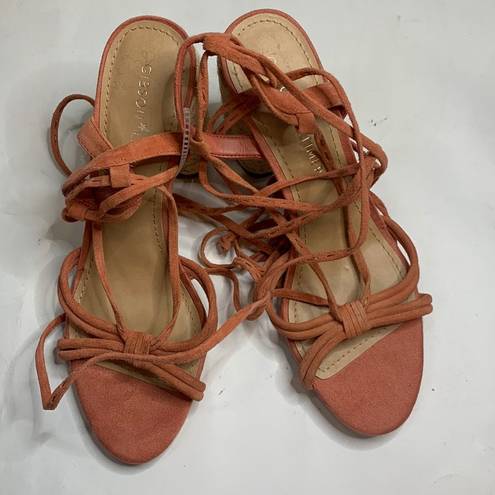 Gibson Latimer  women’s Peach Strappy Suede 3.5” Sandals Shoes Heels New Sz 10