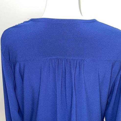 Coldwater Creek  Women's Wrap Drape Top Long Sleeve Shirt Layered Blue Large