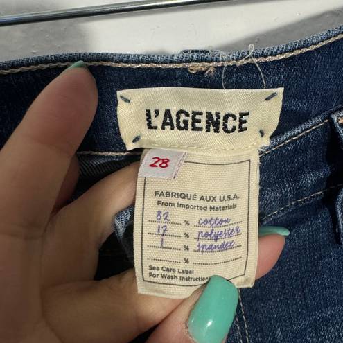 L'Agence New L’agence Sada High Rise Slim Cropped Raw Hem Jean In Mesa Blue Size 28