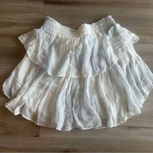 Love Shack Fancy  S White Tiered Cottage Core Mini Skirt