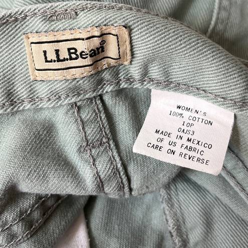 L.L.Bean  High Waisted Cropped Capri Jeans Vintage Light Green Size 10 Petite