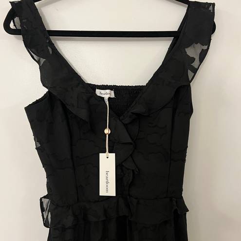 Heartloom Black Floral Ruffle Midi NWT Dress- Large