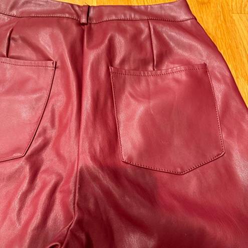 Missguided Faux Leather Burgundy Pants - Size 6