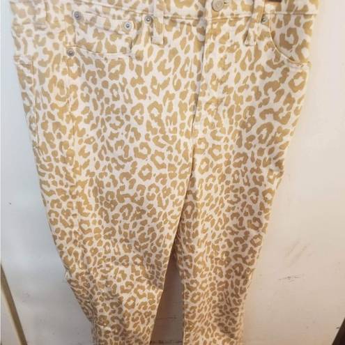 J.Crew  denim size 28 cream colored jeans with tan animal print frayed on the hem