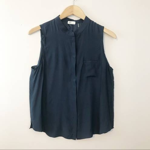 AG Adriano Goldschmied Adriano Goldschmied AG Anthro Navy Blue Silk Sleeveless Blouse Top L new nwt