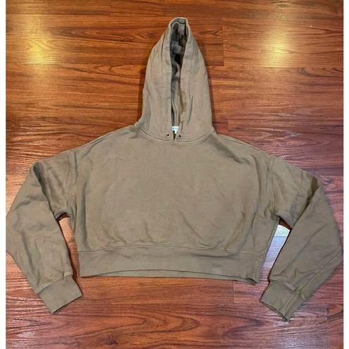 Good American  CROPPED & COOL PUTTY HOODIE SZ 4 SMALL S