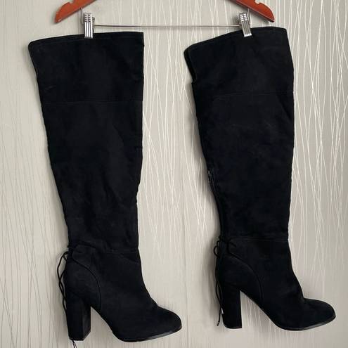 mix no. 6  Praha Black Over the Knee Heeled Boot Size 11