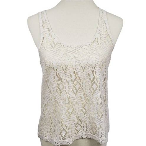 Kirra  Cream & Gold Metallic Mesh Tank Top Small