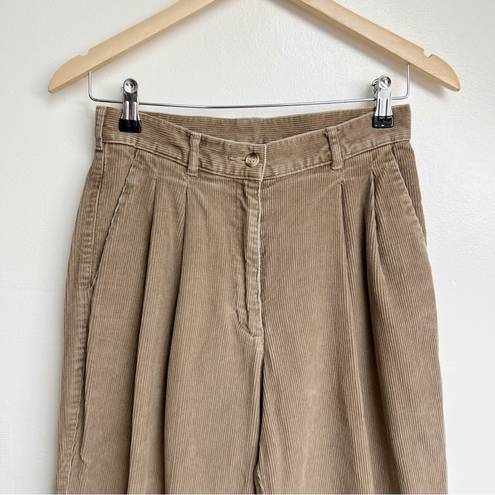 L.L.Bean  Vintage 90s High Waisted Corduroy Tan Front Pleat Trousers