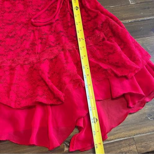 In Bloom  Sexy Lingerie Dress Gown Red Lace Skirt Ruffle Medium Floral