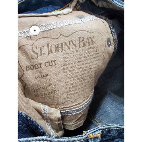 St. John’s Bay ST. John's Bay Women's Blue Denim Cotton Mid Rise Boot Cut Casual Jeans Pant 6