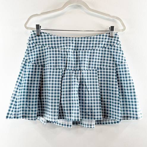 Kyodan  Gingham Plaid Pattern Picnic Battle Pleated Golf Skort Skirt Blue Medium