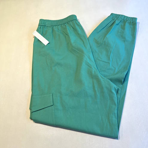 Abound  Womens Cargo Joggers Green Marine Size Medium Side‎ Pockets Banded Cuffs