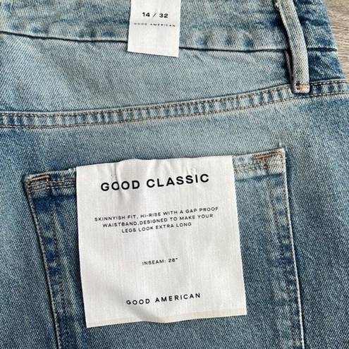 Good American NWT  Good Classic Jeans High Rise Distressed Indigo046 US 14/28"Ins