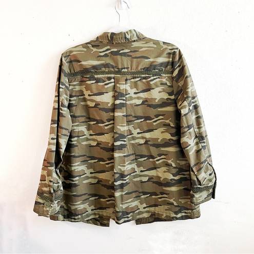 Caslon  Shacket Camouflage Button Front Shirt-Jacket Camo Sz MP EUC Army Green