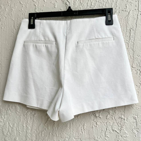 ZARA High Rise Flat Front Cotton Blend Skort Skirt White Women's Size Small