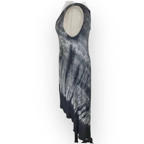 Vocal  rhinestone hi low dress, ladies small gray tie dye graphic tank dress