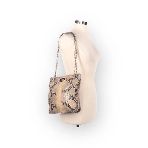 DKNY  ᪥ Crossbody Leather Convertible Bag ᪥ Double Chain ᪥ Metallic Python Print