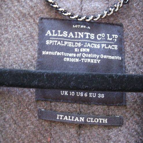 All Saints Wool Blend Military Cape Jacket Coat