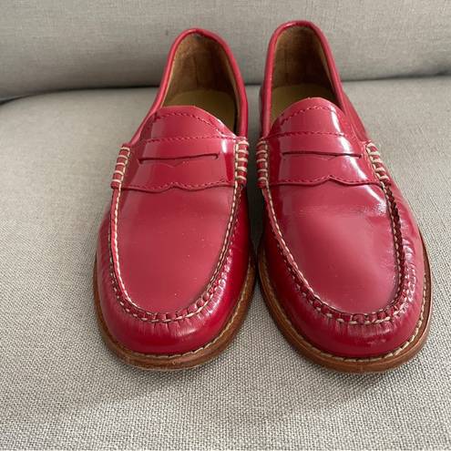 Krass&co G.H. Bass & . Whitney Weejuns Penny Loafers Patent Red Flats Women’s Size 6.5