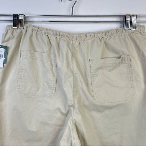 L.L.Bean  Coastal Tan Sunwashed Cotton Canvas Crop Drawstring Cropped Pants XL new