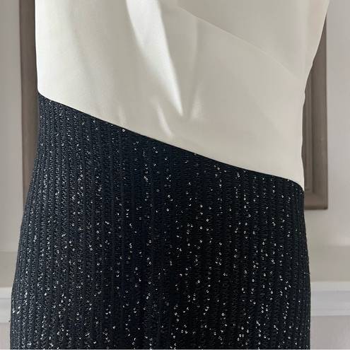 St. John  Colorblock Tuxedo Bodice Dress w/Sequin Ribbed Knit, Size 10 NWT $1395