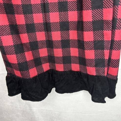 Simply Southern  Pajama Pants Red Black Check Lounge Ruffle Hem Sz M (28x29)