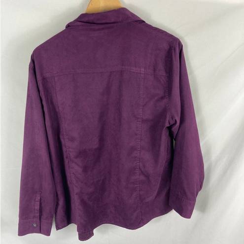 Chico's  Purple Faux Suede Button Down Shirt Size 2 / large