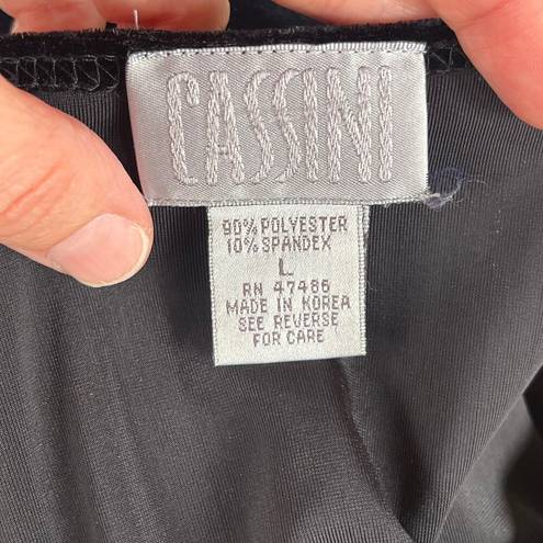 Oleg Cassini  Vintage Black Velvet Short Sleeve Maxi Dress Size L