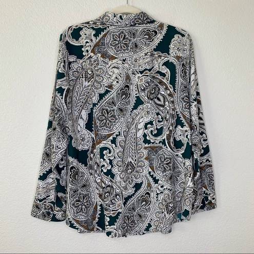 Chico's Chico’s Size Large Paisley Ruffled Front Button Down Top