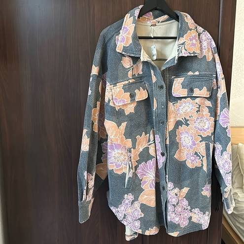 Free People  Rare Floral Ruby Shacket Jacket size XL NWT