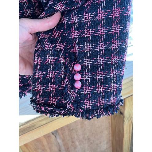 Houndstooth Silkland Woman Navy And Pink Tweed  Blazer Size 3X