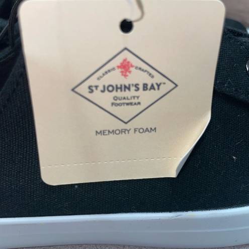 St. John Nwt 's Bay Boating Womens Sneakers black size 8 slip on comfort canvas