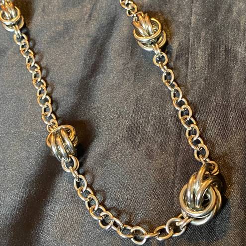 The Loft Vintage Silver Metal Knot Oval Cable Chain 35” Necklace