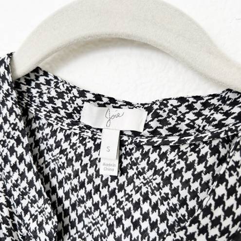 Joie [] Black White Houndstooth Split Neck Button Down Shirt Casual Size Small S