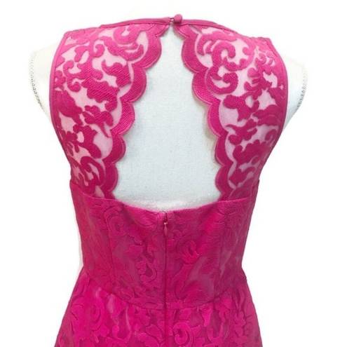 Laundry by Shelli Segal Laundry Shelli Segal Lace Cutout Dress Pink Scalloped Hem Fuschia Back Cutout 8