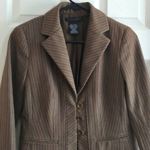 Laundry by Shelli Segal  Brown Striped Regular Fit Blazer Jacket Size 4 EUC #7979