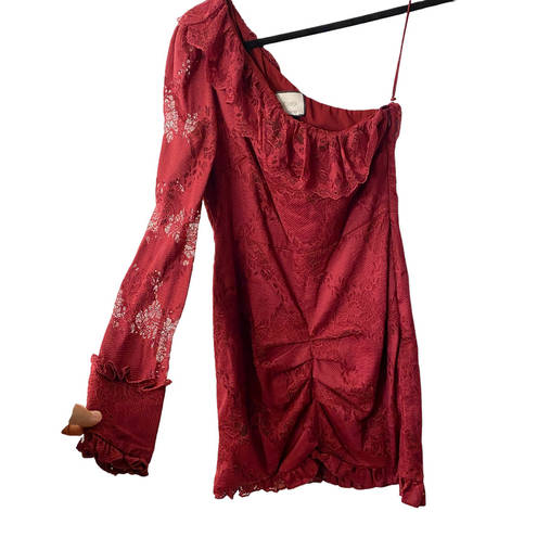 Alexis  One Shoulder Lace Ilana Dress Burgundy Size Medium