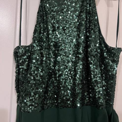 Badgley Mischka  Green Sequin Ruffle Gown Size 16 US $670