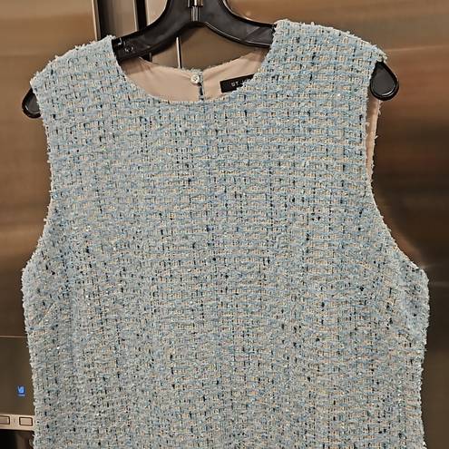 St. John 💕💕 Sequin Tweed Knit Sheath Dress ~ Aqua 14 NWOT