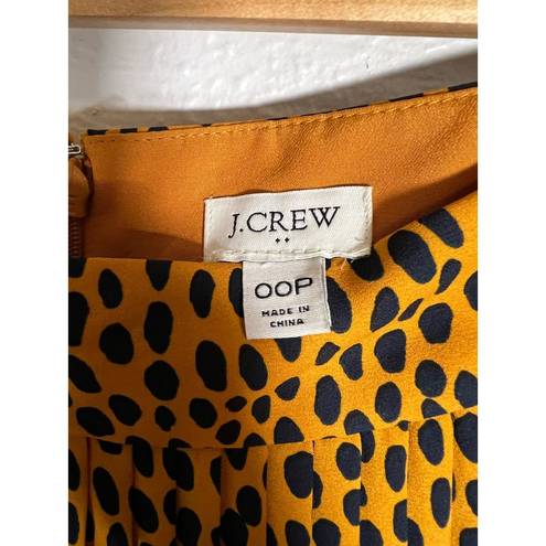 J.Crew Pleated Midi Skirt Size 00P Gold and Black Dot Print