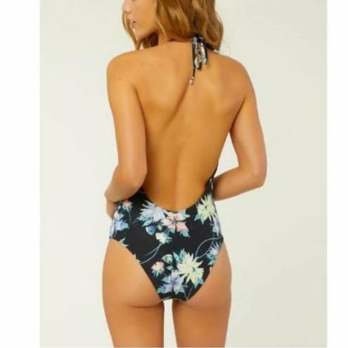 O'Neill  Dahlia Swimsuit One Piece Floral Tropical Halter Open Back NWT Small