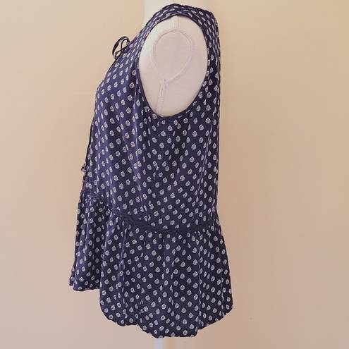 Luna  Moon navy printed blouse size large