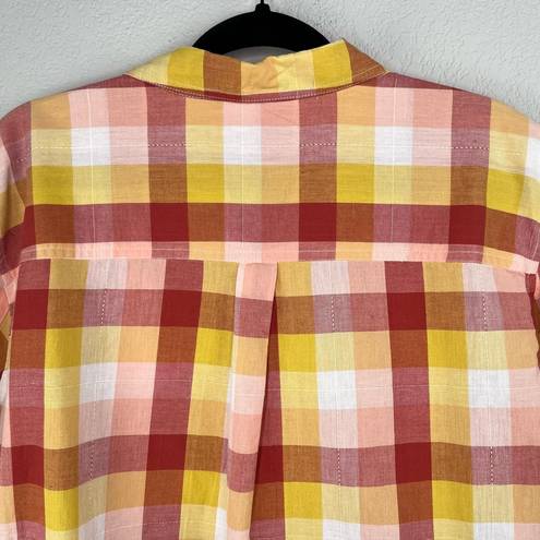 Caslon Colorful Plaid Long Sleeve Cotton Becca Tunic Top Rust Oversized Large NWOT