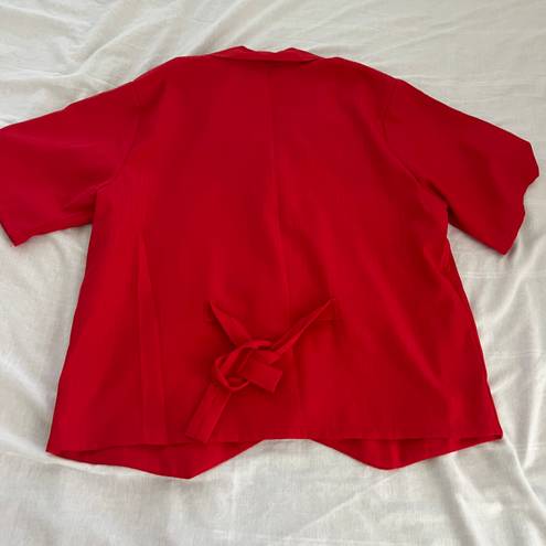 Bonworth red embroidered short sleeve button down top Size L Condition: Perfect Color: red/white  Details : - See photos for approx. measurements laying flat - Button-down  - Self-tie on the back  - Can be styled in many ways Extras:  - I ship between 1-2 days