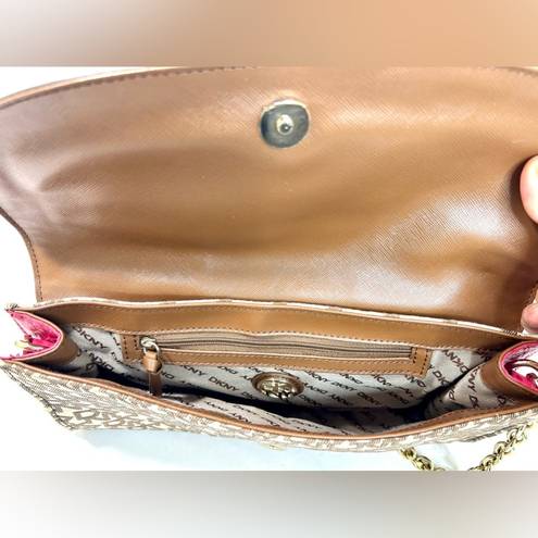 DKNY  Beige and Pink Leather Clutch Shoulder Bag