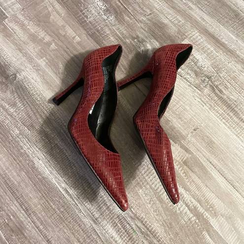 Tommy Hilfiger  Stiletto Heels Red Leather Size 5.5