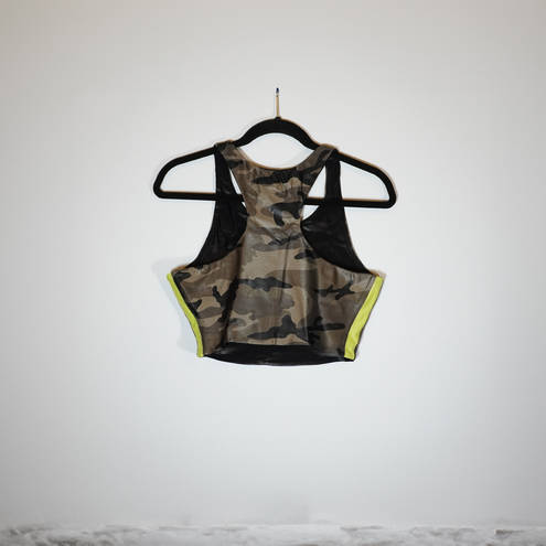 Koral  Bruna Infinity Racerback Athletic Work Out Sports Bra Camo Lime Large